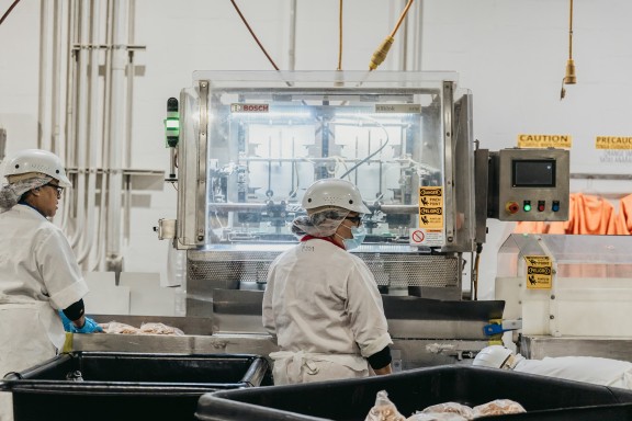 workers in beverage facility